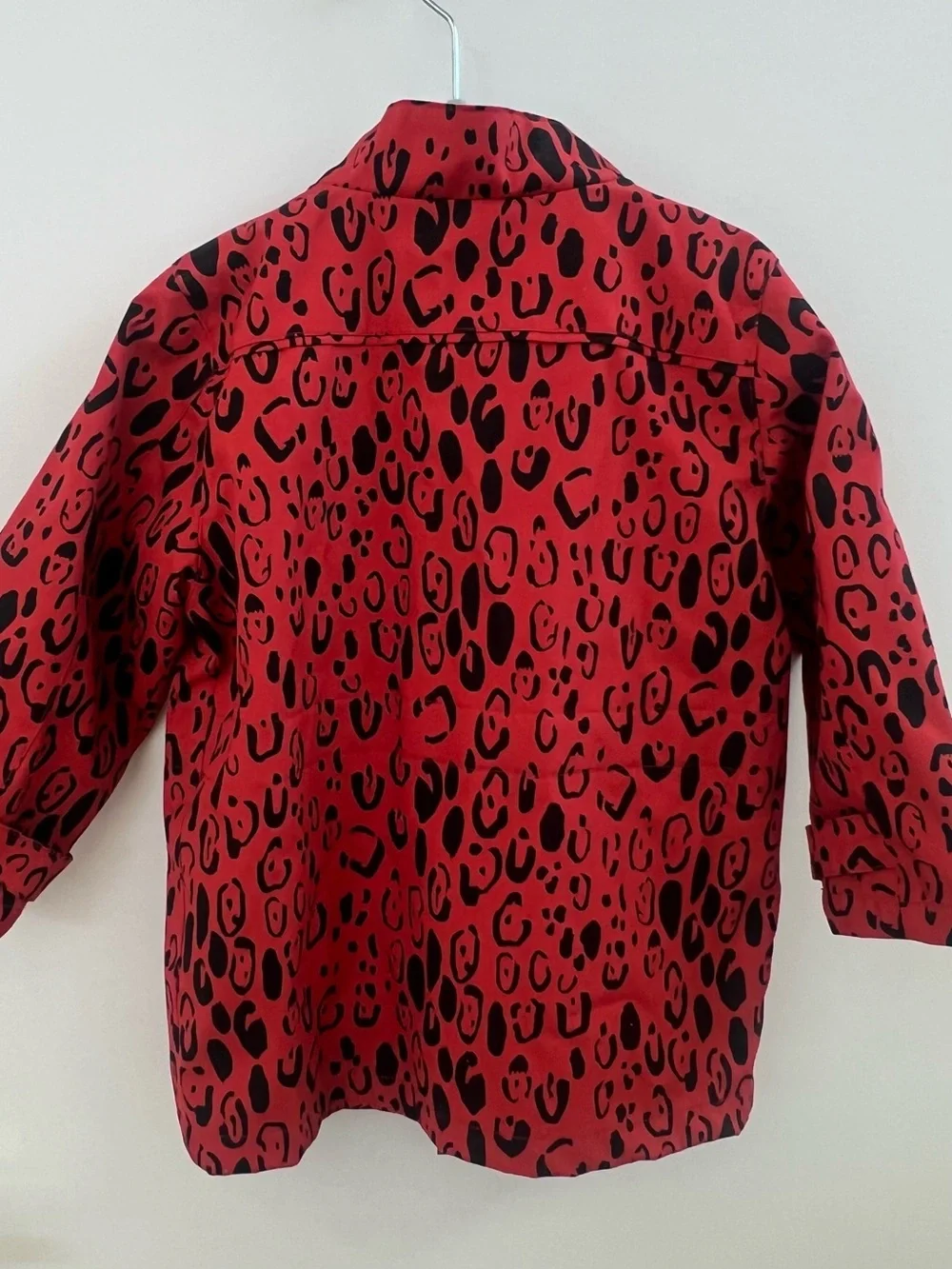 Mini Rodini Red & Black Leopard-Print Raincoat